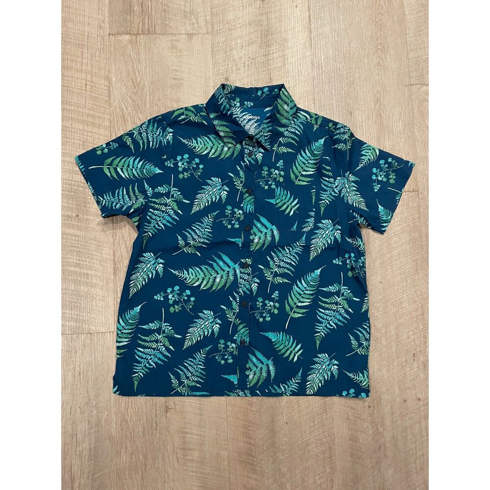 TomboyX 100% cotton fern button down shirt, size S